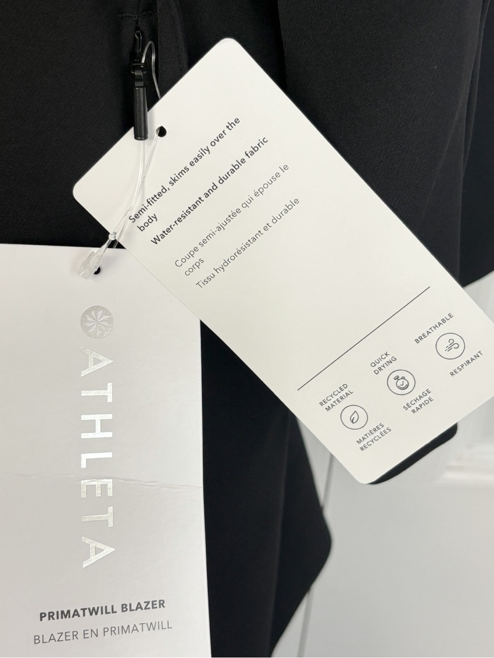 NWT Athleta Black Endless Primatwill Stretch Long Sleeve Tie Front Blazer 24 - Picture 4 of 16